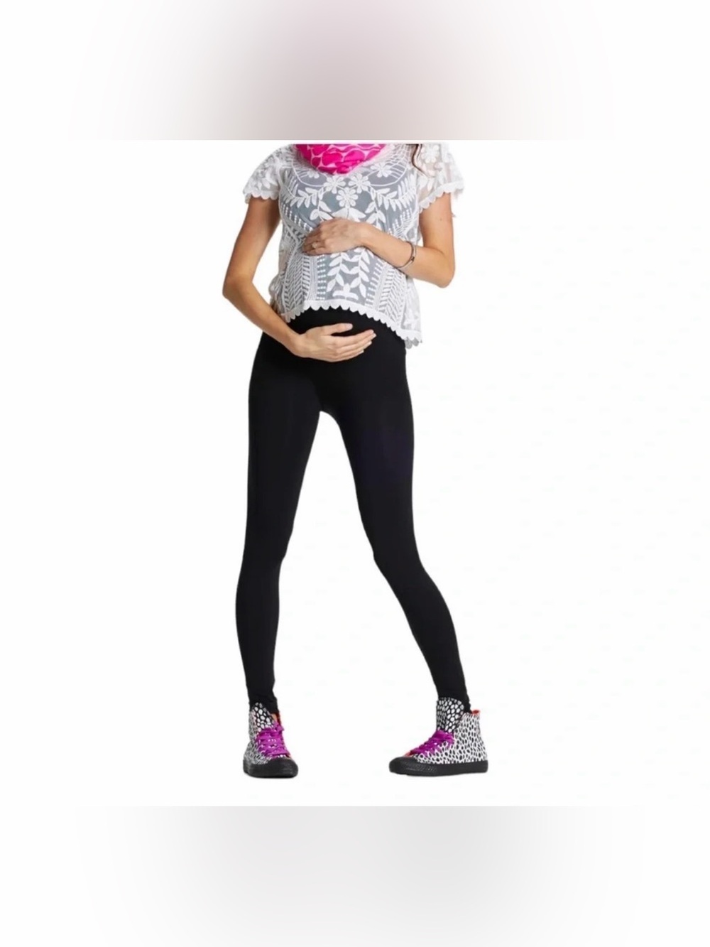 Preggo‎ Maternity Leggings Black L/XL Over Belly Stretch Pregnancy Pants NWOT